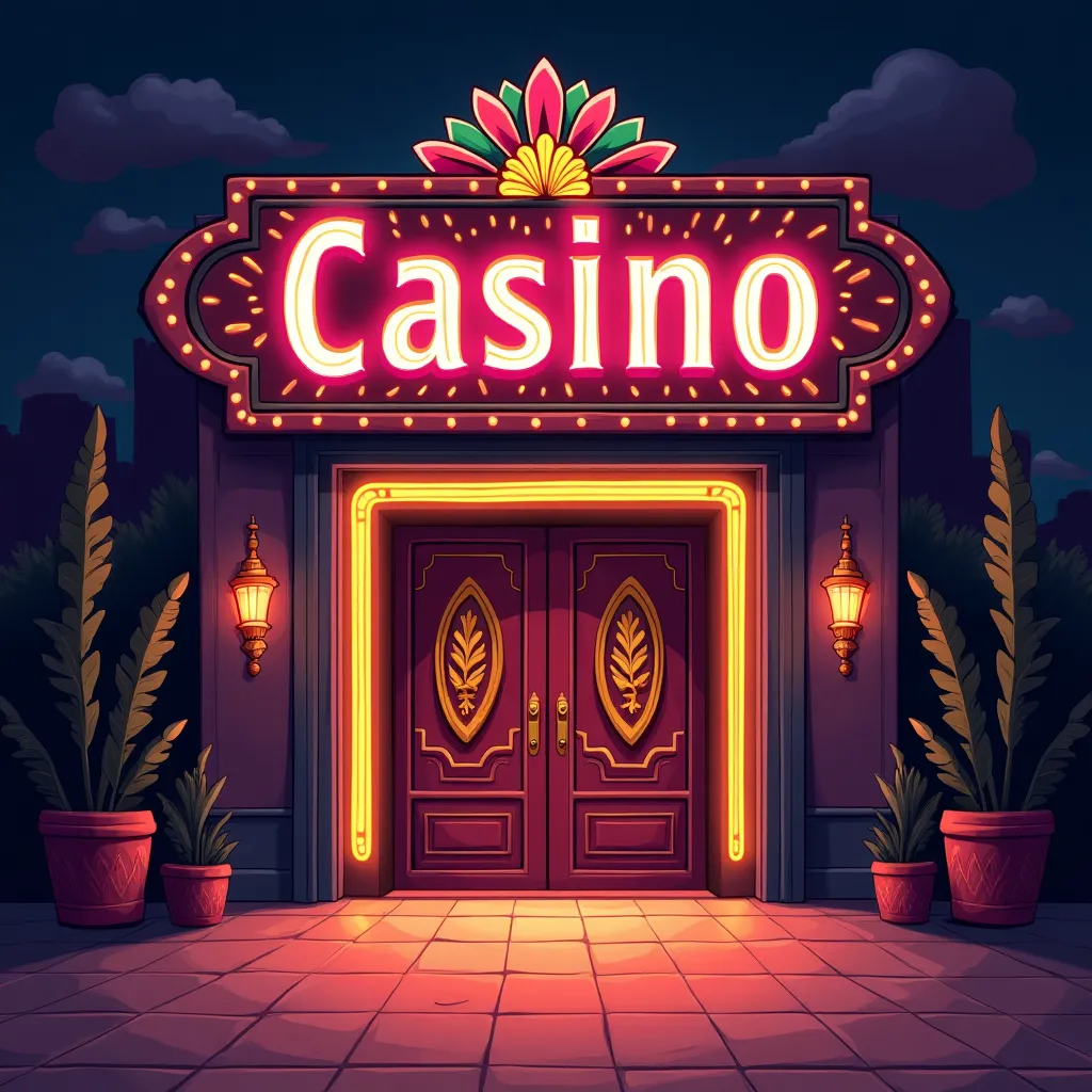 bettilt registration hero illustration with neon casino entrance